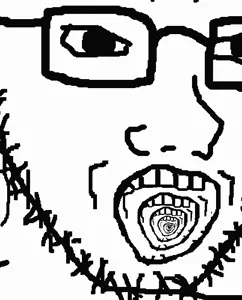 soyak, 1soyjak, animated, glasses, monochrome, multiple soyjaks, open mouth, recursion, soyjak, stubble