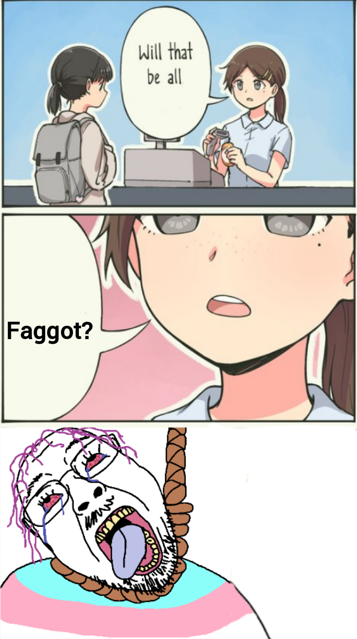 bernd, hanging troonjak, troonjak, ack, anime female, backpack, bloodshot eyes, brown hair, cash register, clothes