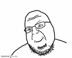 shotjak, 1soyjak, animated, bald, black eyes, byonbyon, chin, closed mouth, double chin, eyebrows