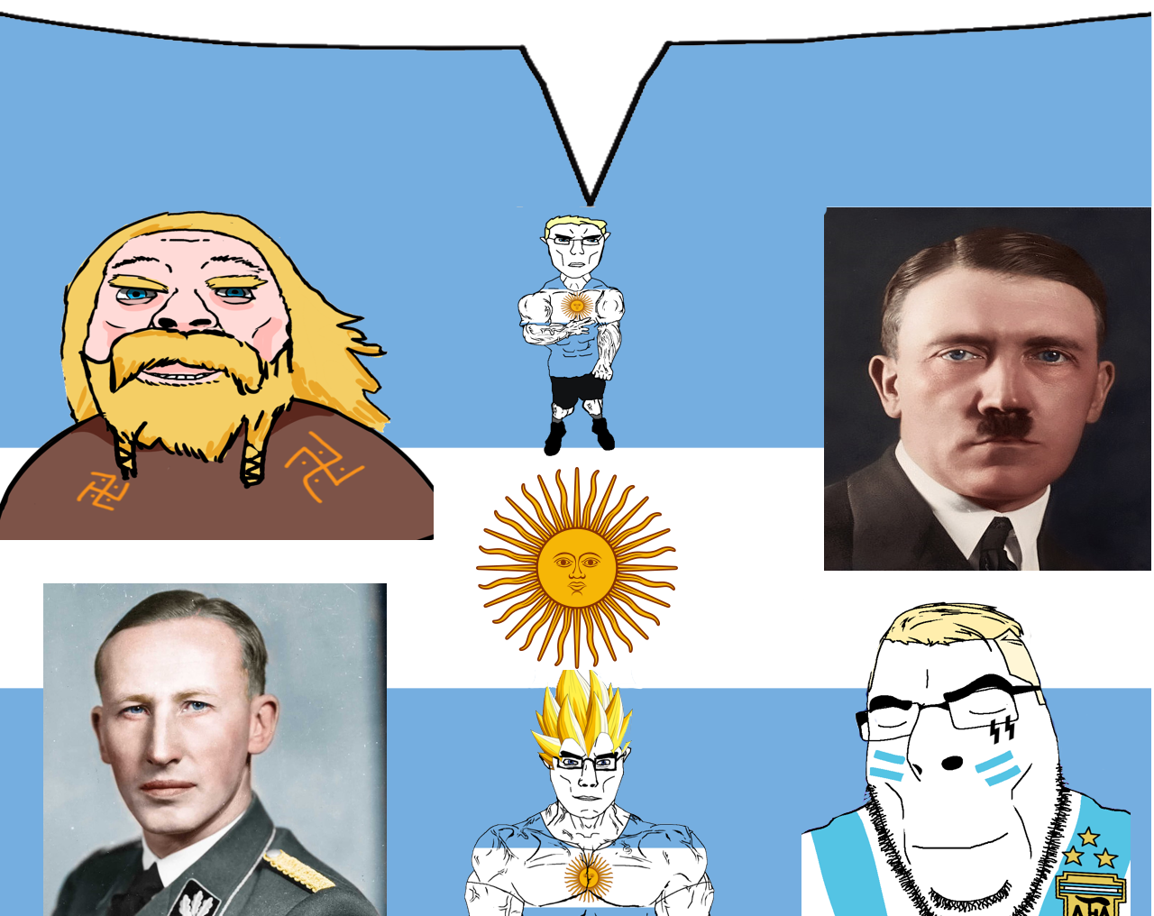 chudjak, cobson, chudjak front, muscular chud, unbotheredchud, 4soyjaks, adolf hitler, argentina, blonde hair, buff