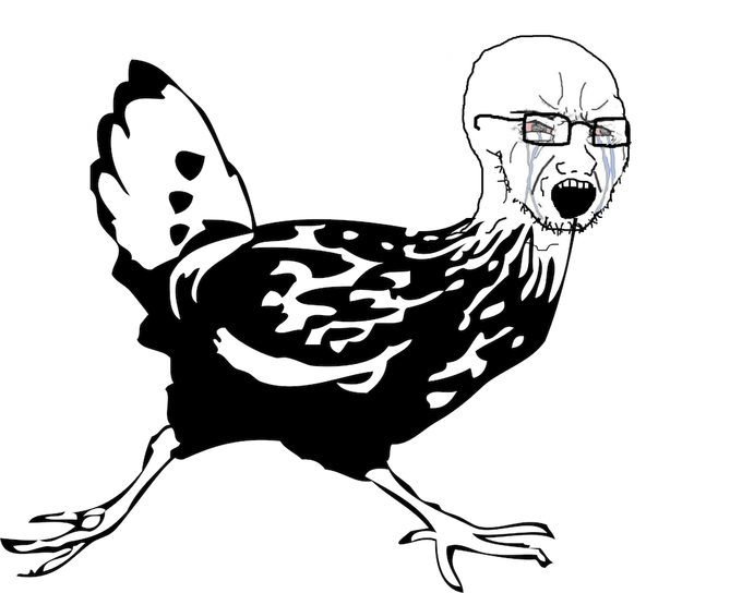 soyak, soyak (crying), animaljaks, 1soyjak, animal, bald, black eyes, bloodshot eyes, chicken, crying