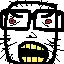 unknown, angry, bloodshot eyes, glasses, open mouth, pixel art, stubble