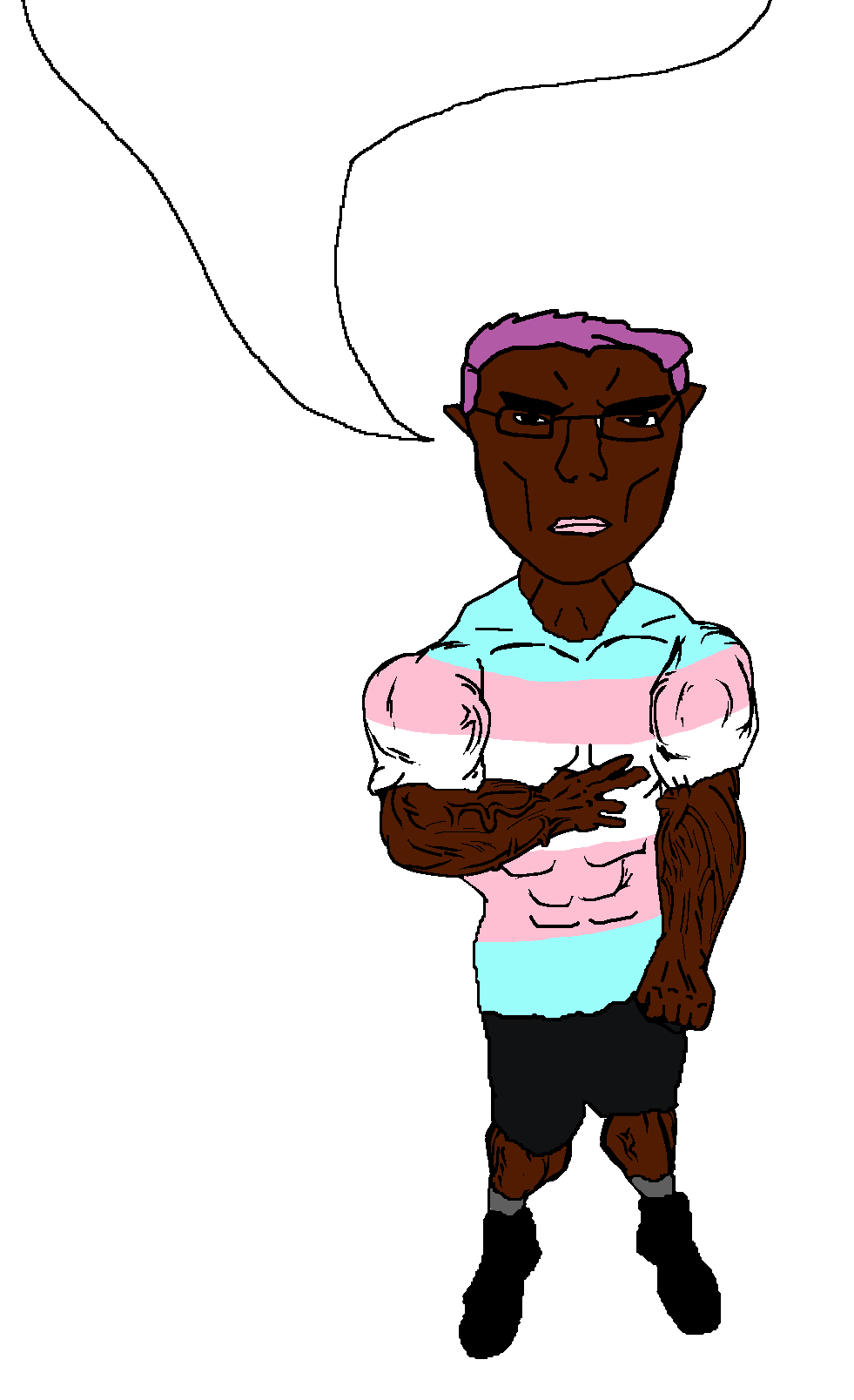 chudjak, chudjak front, unbotheredchud, angry, brown skin, brown troonjak, buff, closed mouth, clothes, ear