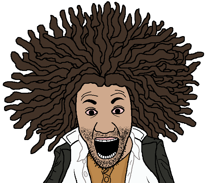 hellcat, el perro rabioso, trigger happy havoc, afro, anime, bloodshot eyes, brown hair, brown skin, button, clothes