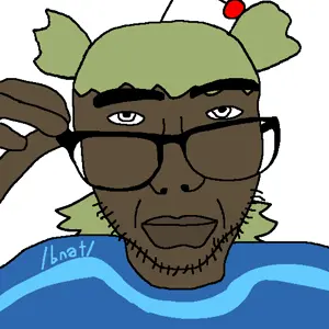 sobot, /bant/, 4chan, anime, antenna, black skin, closed mouth, glasses, green hair, hair