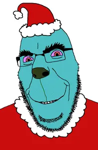 cobson, blinch, blue skin, christmas, closed mouth, clothes, glasses, grinch, hat, red eyes