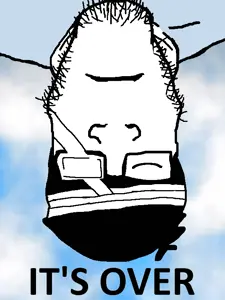 markiplier soyjak, neutralplier, its over, bandage, closed eyes, closed mouth, cloud, falling, hair, its over (phrase)