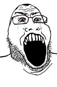 markiplier soyjak2, bald, bloodshot eyes, crying, glasses, nose, open mouth, soyjak, stubble, teeth