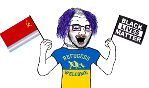 soyak, crazed troonjak, soyak (crazed), arm, balding, black lives matter, cleavage, clothes, communism, crazed