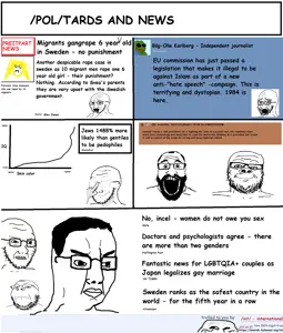donald trump, trollface, a24 slowburn soyjak, chudjak, cryboy soyjak, gapejak, markiplier soyjak, soyak, science lover, /int/