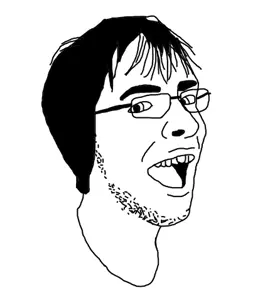 unknown, glasses, hair, open mouth, soyjak, stubble