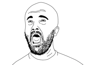 unknown, clothes, ear, elvis the alien, open mouth, soyjak, stubble, youtube, youtuber