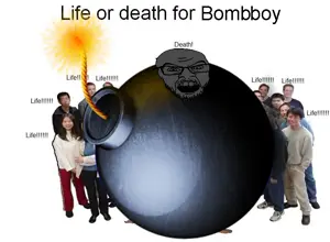 feraljak, angry, berryboy, bomb, glasses, gray skin, mustache, objectsoy, open mouth, soyjak