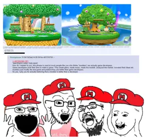 mario, wojak, im a bit shy, jewhead irl, soyak, /v/, 3soyjaks, arm, beard, brown hair