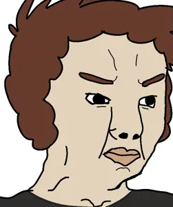 chudjak, angry, brown hair, closed mouth, clothes, hair, soyjak, turkey tom, white skin, youtube