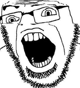 cobson, content aware, excited, glasses, open mouth, soyjak, stubble