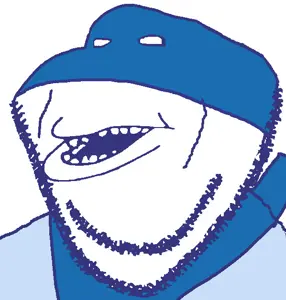 impish soyak ears, impish amerimutt, amerimutt, cartoon, chalkzone, mask, nickelodeon, open mouth, soyjak, stubble