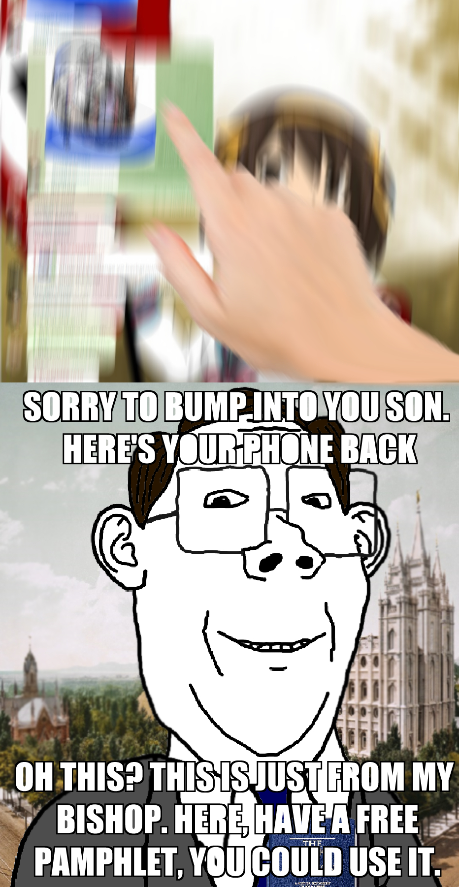 bernd, gapejak, protestantjak, wholesome soyjak, anime, background, bishop, blur, book, chat