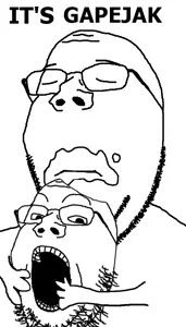 gapejak, wholesome soyjak, its food, its over, 2soyjaks, arm, cannibalism, closed eyes, closed mouth, glasses
