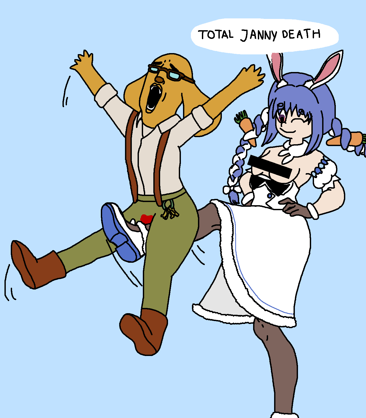 chudjak, jannyjak, /vt/, animal, arm, ballbusting, blood, breasts, cartoon, censored