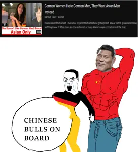 chudjak, angry, bloodshot eyes, buff, china, chud, crying, flag, germany, hair