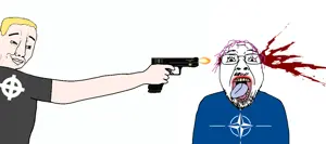 bernd, chudjak, 2soyjaks, arm, blonde hair, blood, blue eyes, celtic cross, eagle, fascism