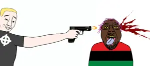 bernd, chudjak, 2soyjaks, africa, african american, arm, black skin, blonde hair, blood, blue eyes