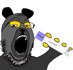 gapejak, arm, captcha, glasses, hands, holding object, open mouth, soot colors, soyjak, soyjak party