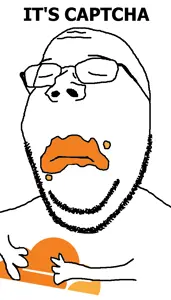 gapejak, wholesome soyjak, its over, arm, captcha, closed eyes, closed mouth, cloudflare, frown, glasses