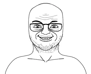 unknown, closed mouth, glasses, grin, modok, soyjak, stubble
