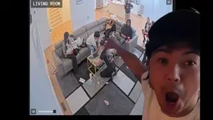two pointing soyjaks, animated, asian, cap, clothes, damiel (fishtank live), fishtank live, hair, hat, looking at you