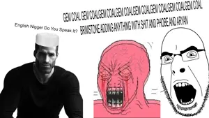 gigachad, wojak, cobson, aryan, a10 eyes, angry, brimstone, coal, gem, glasses