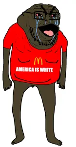 et, cryboy et, angry, bloodshot eyes, clothes, crying, full body, glasses, mcdonalds, penis