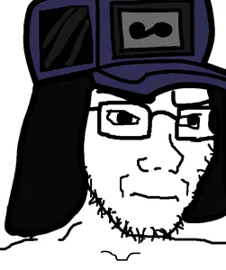 soyak, soyak (irritated), cap, cassette girl, closed mouth, clothes, concerned, glasses, hair, hat
