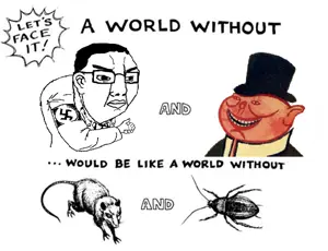 happy merchant, chudjak, a wyatt mann, angry, clothes, ear, glasses, nazism, porky, rat
