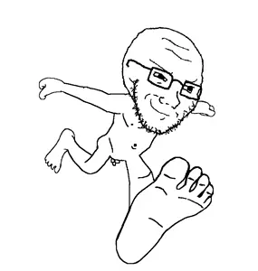 soyak, animated, balding, closed mouth, feet, full body, glasses, hands, naked, naruto run