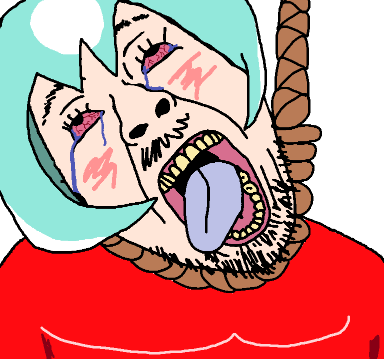 bernd, gapejak, hanging ugly personjak, ugly personjak, /v/, ack, bloodshot eyes, crying, dead, green hair