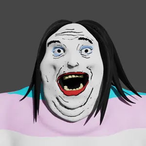 alicia, 3d, angry, animated, clothes, flag, hair, makeup, open mouth, soyjak