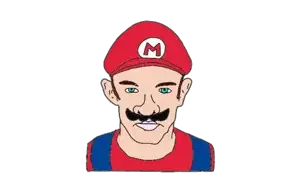 mario, chudjak, unknown, brown hair, chud, closed mouth, clothes, ear, hair, hat