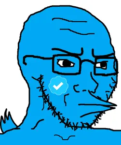 soyak, angry, animal, bird, blue skin, closed mouth, glasses, soyjak, stubble, twitter