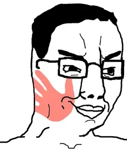 chudjak, glasses, hair, slap, smile, smug, soyjak