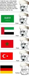 soyak, calarts, thing japanese, angry, arab, arabic text, bloodshot eyes, christianity, closed mouth, clothes
