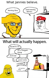 mario, chudjak, feraljak, soyak, jannyjak, 3soyjaks, 4chan, animal, closed mouth, clothes