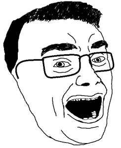 unknown, ben shapiro, black and white, glasses, hair, open mouth, soyjak