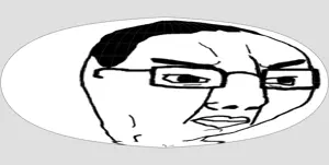 chudjak, angry, closed mouth, distorted, glasses, hair, looking to the right, projectionjak