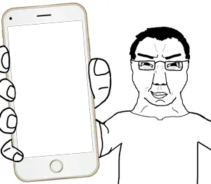chudjak, chudjak front, arm, closed mouth, clothes, glasses, hair, holding object, holding phone, iphone