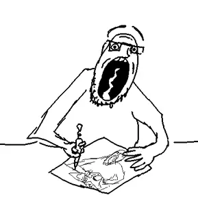 unknown, arm, drawing, glasses, hands, oekaki, open mouth, pen, recursion, soyjak