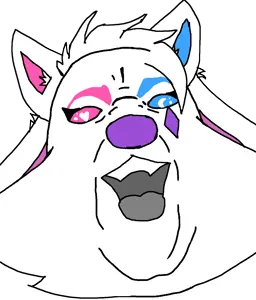 chugsjak, animation meme, blue eyes, furry, heterochromia, kittydog, open mouth, pink eyes, soyjak, translucent background