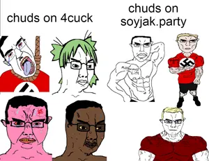 chudjak, chudjak front, muscular chud, patrick, unbotheredchud, 4chan, acne, anger mark, angry, anime