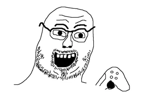 unknown, game controller, glasses, open mouth, playstation, soyjak, stubble, video game